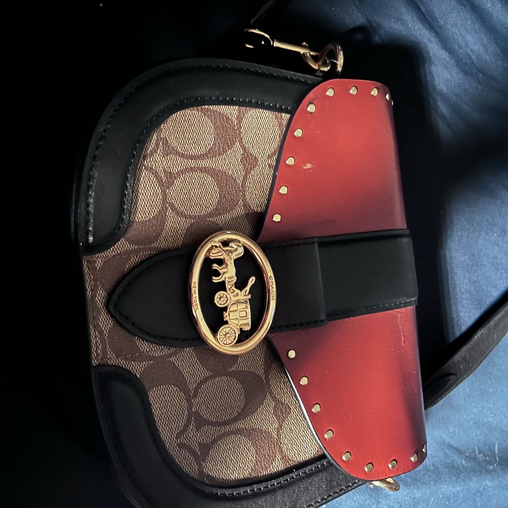 Coach Red and Brown Crossbody Bag